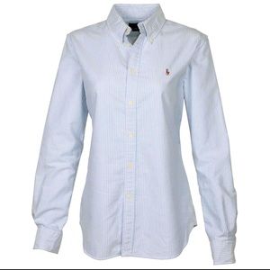 Classic Light Blue Stripe Polo Button Down